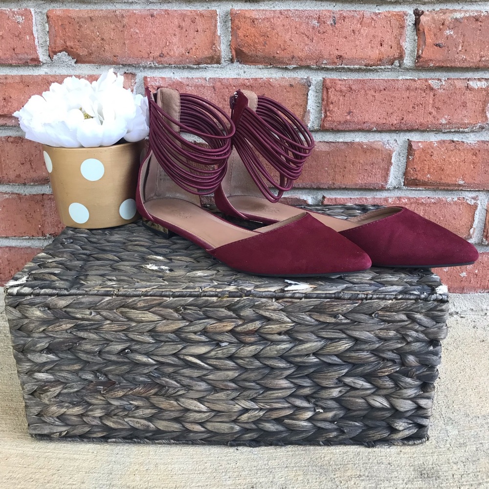Burgundy Flats Size 8